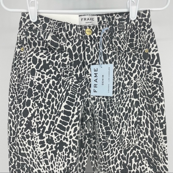 FRAME DENIM NWT LE HIGH SKINNY ABSTRACT ANIMAL PRINT HIGH RISE JEANS BLACK WHITE - Picture 4 of 11